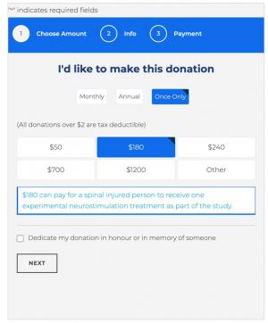 Donation form with dollar handles